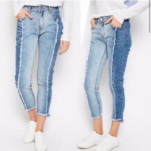 Hayden LA two tone jeans with frayed uneven hem
